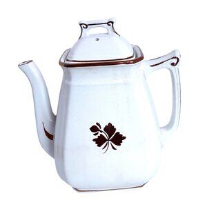 A Meakin Copper Tea Leaf Antique Ironstone Teapot Coffee Pot England